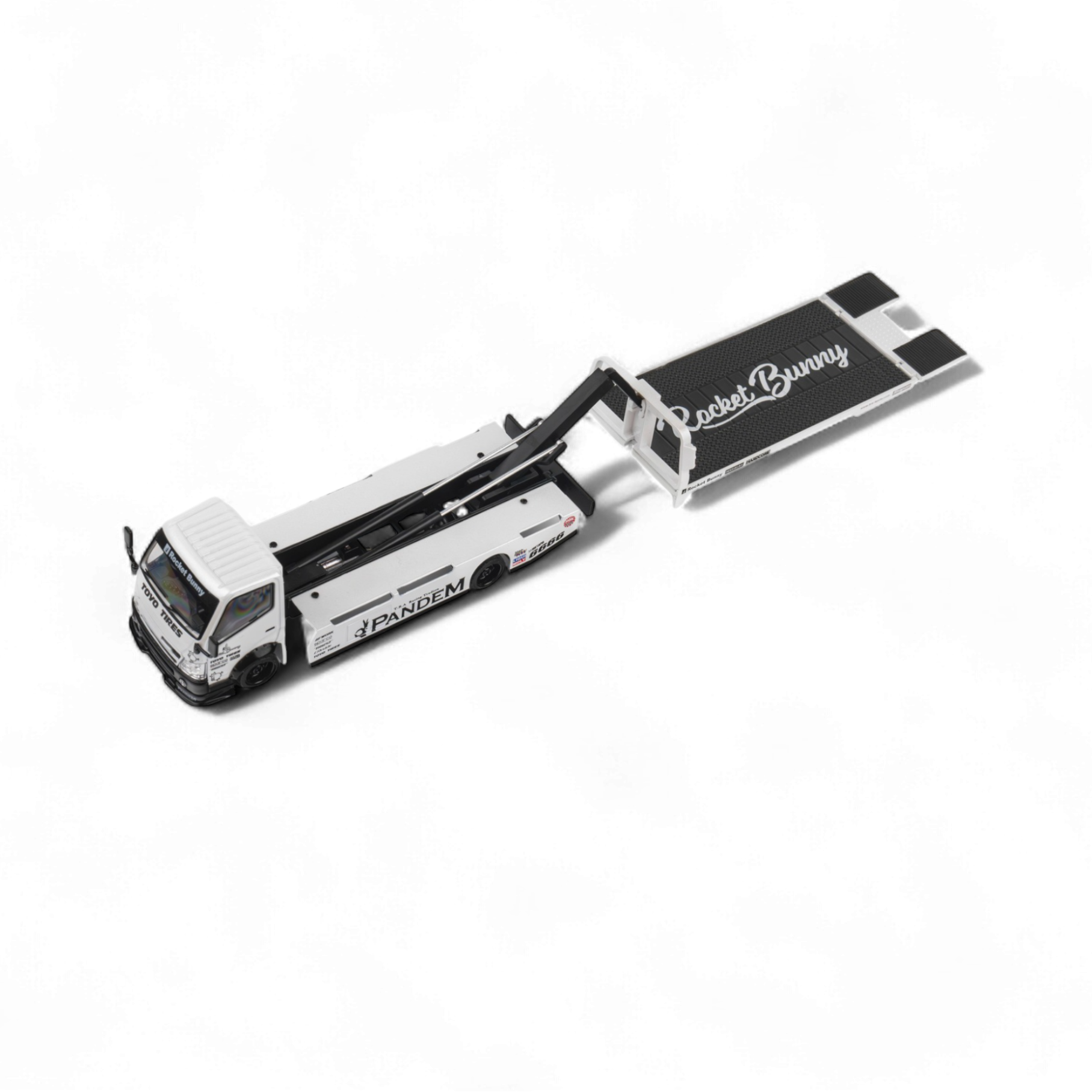 HINO 300 Flat Bed Transport Truck in Pandem Rocket Bunny White 1:64 by MicroTurbo  12