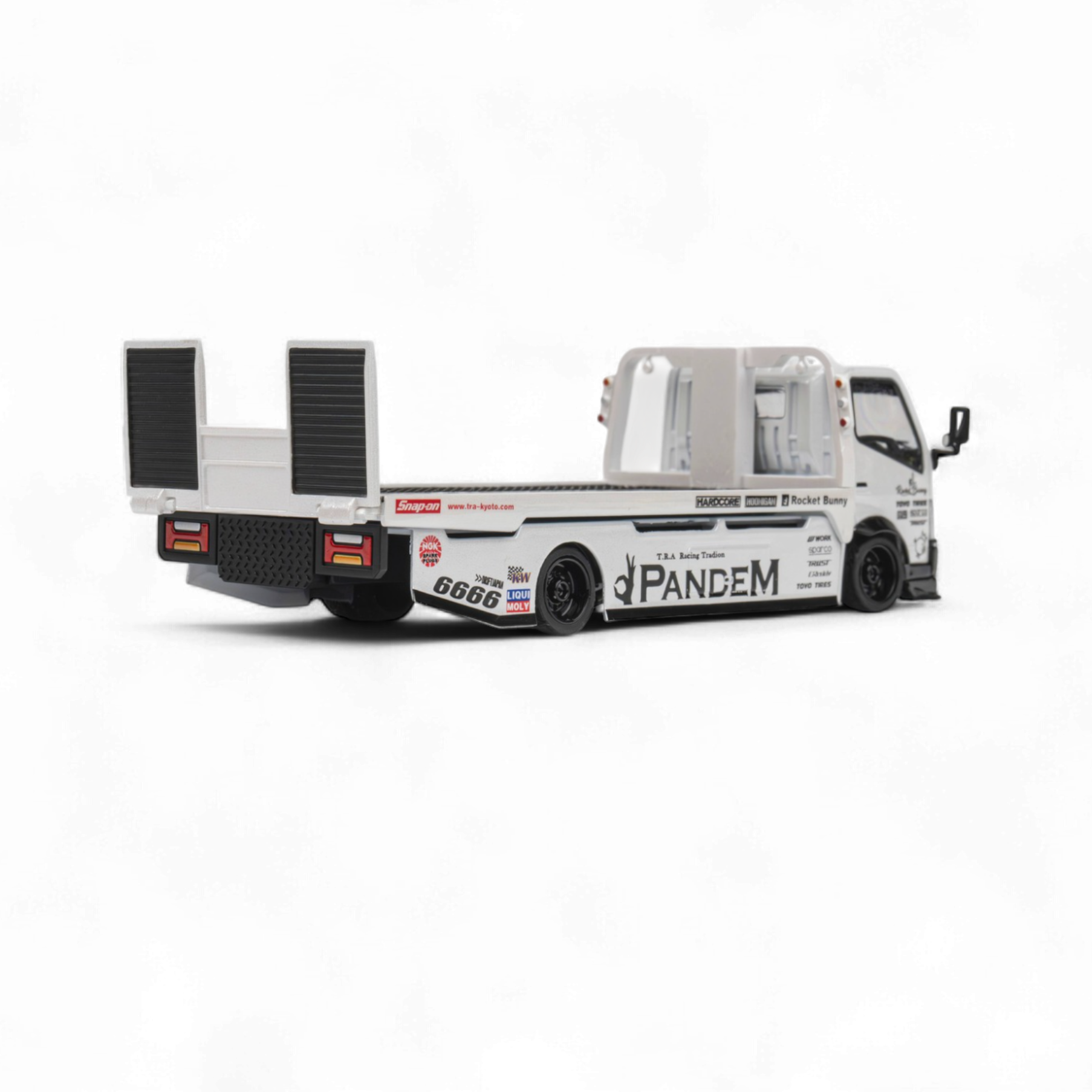 HINO 300 Flat Bed Transport Truck in Pandem Rocket Bunny White 1:64 by MicroTurbo  5