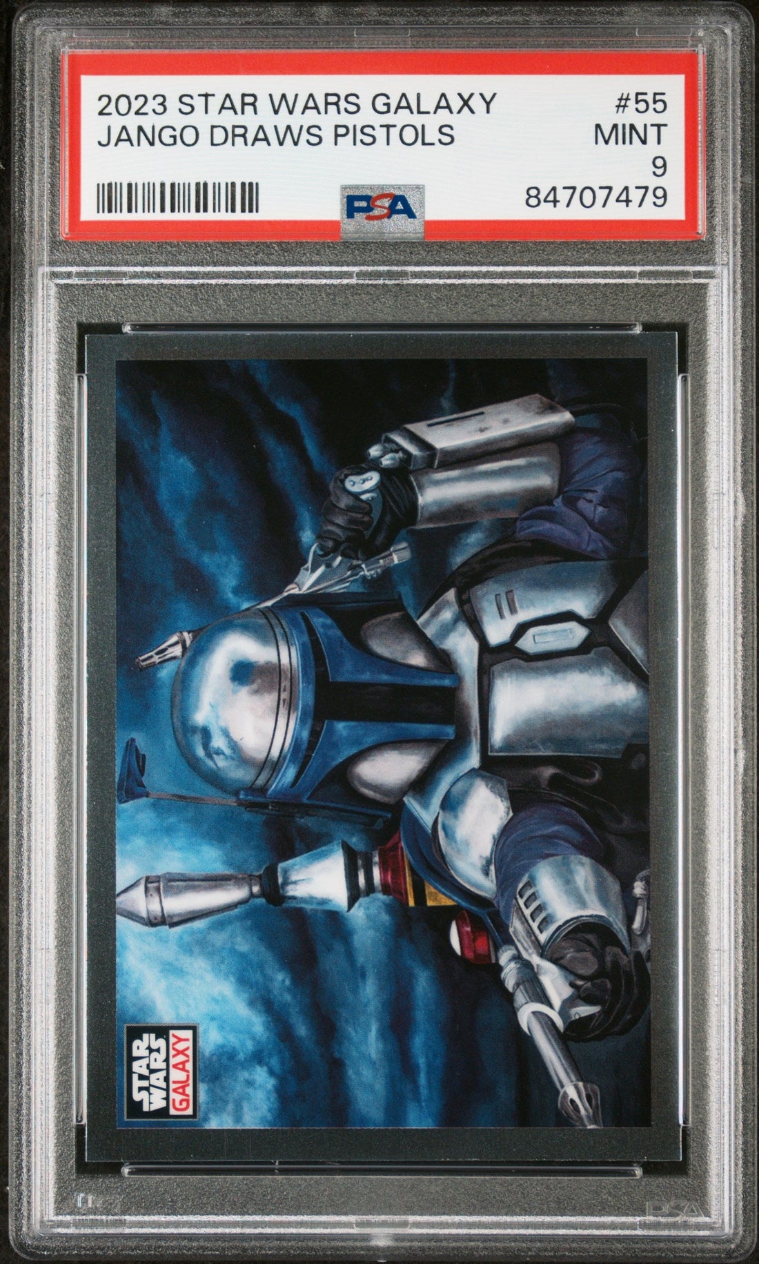 2023 TOPPS CHROME STAR WARS GALAXY JANGO DRAWS PISTOLS  #55 - PSA 9
