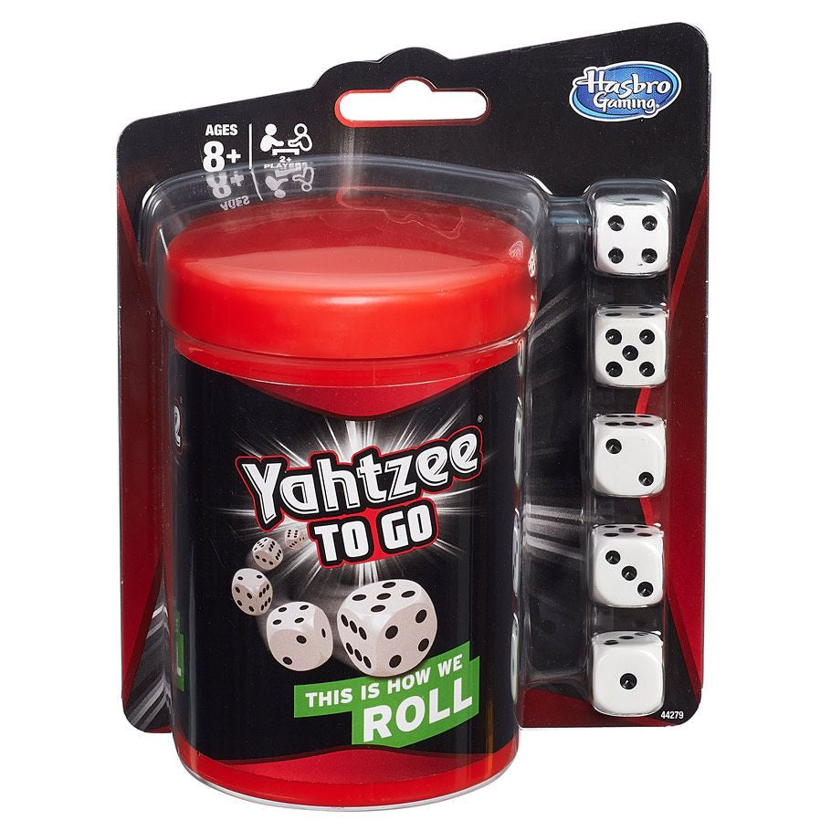 YAHTZEE TO GO portable travel dice game with storage dice cup