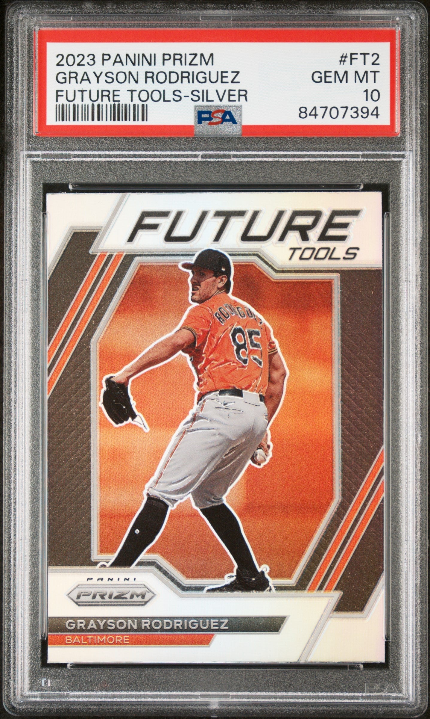 2023 PANINI PRIZM FUTURE TOOLS GRAYSON RODRIGUEZ FUTURE TOOLS-SILVER PRIZM #FT2 - PSA 10 ROOKIE CARD