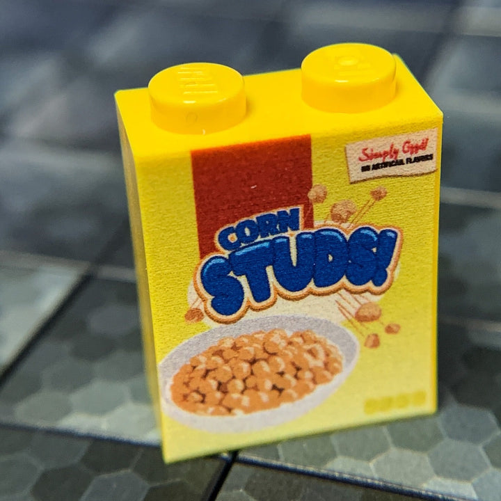 Corn Studs! Cereal - Custom Printed 1x2x2 Lego Brick