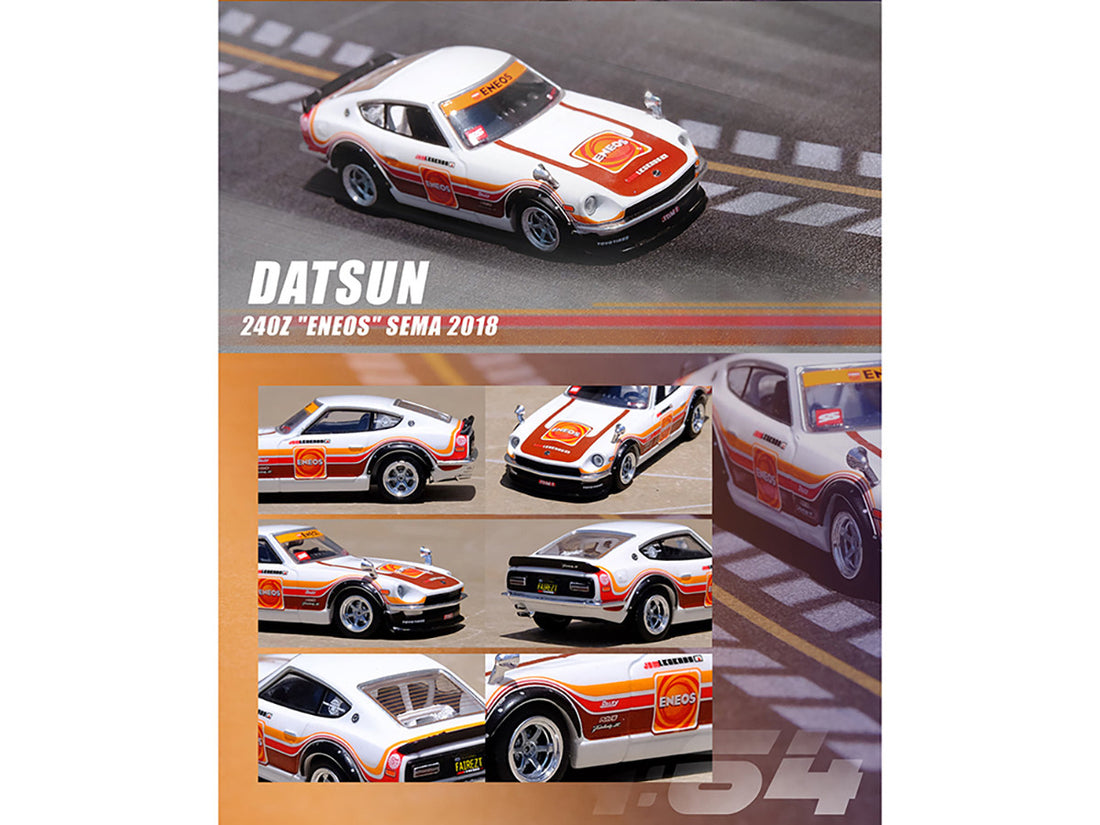 Datsun 240Z White with Stripes "Eneos" SEMA (2018) 1/64 Diecast Model Car by Inno Models-2