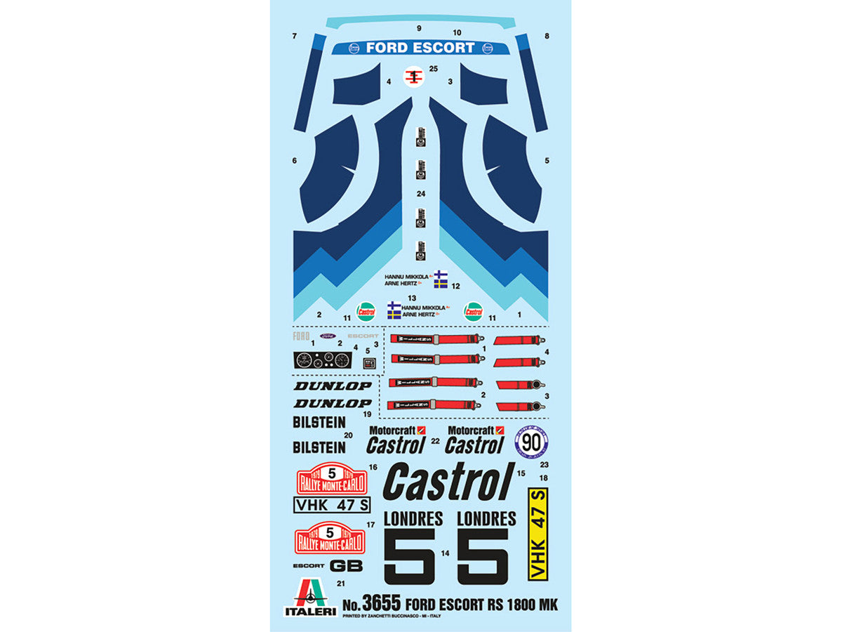 Ford Escort RS 1800 Mk.II #5 Rallye Monte Carlo (1979) 1/24 Scale Skill 2 Model Kit by Italeri 3