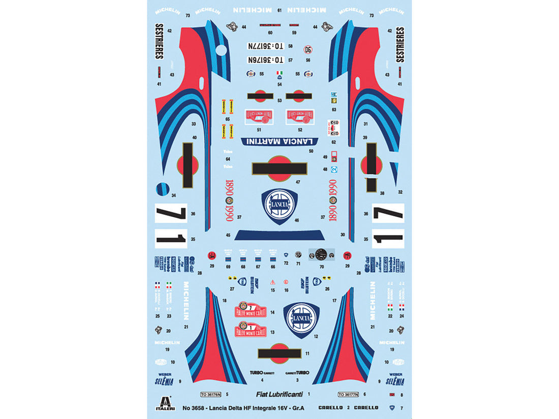 Skill 3 Model Kit Lancia Delta HF Integrale Rallye Monte Carlo (1990) 1/24 Scale Model by Italeri-3