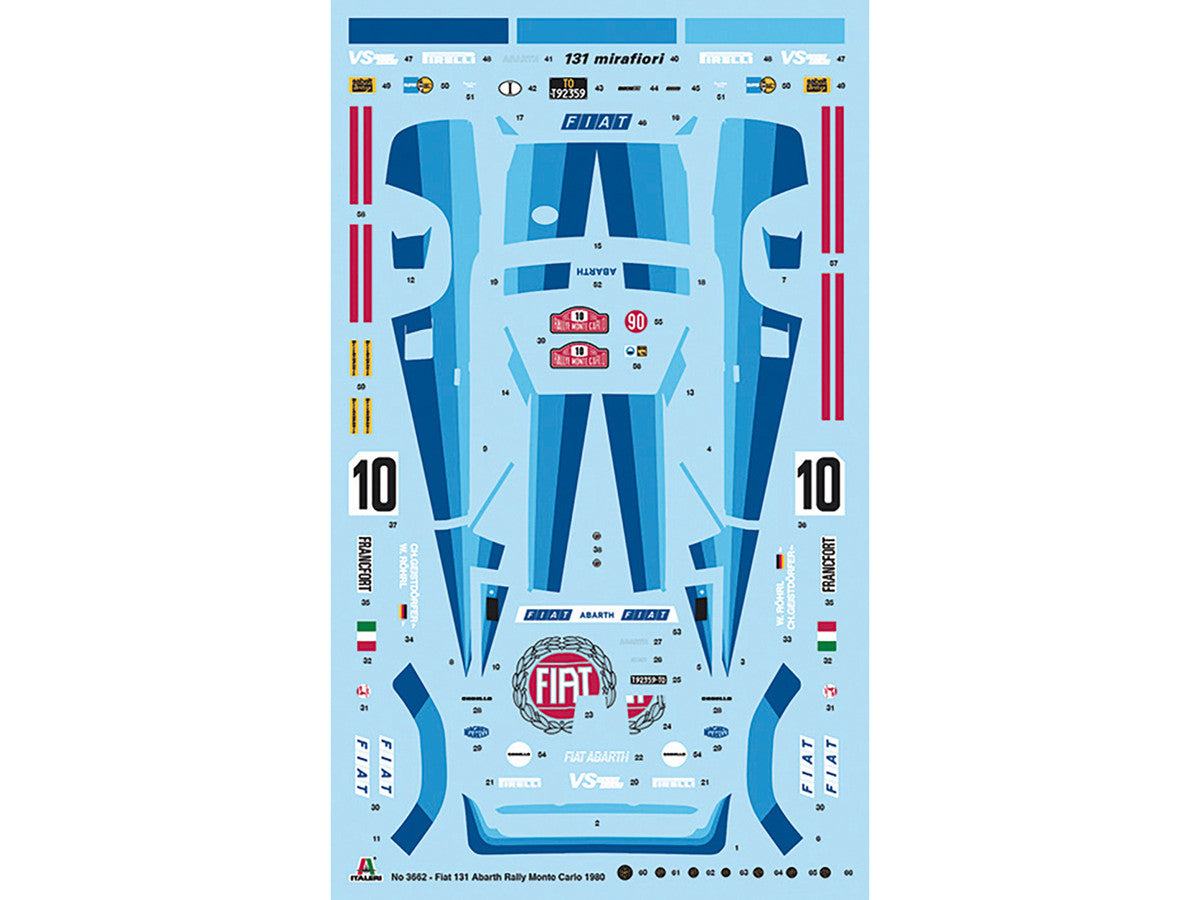 Skill 3 Model Kit Fiat 131 Abarth Rally #10 Winner "Montecarlo Rally" (1980) 1/24 Scale Model by Italeri-3