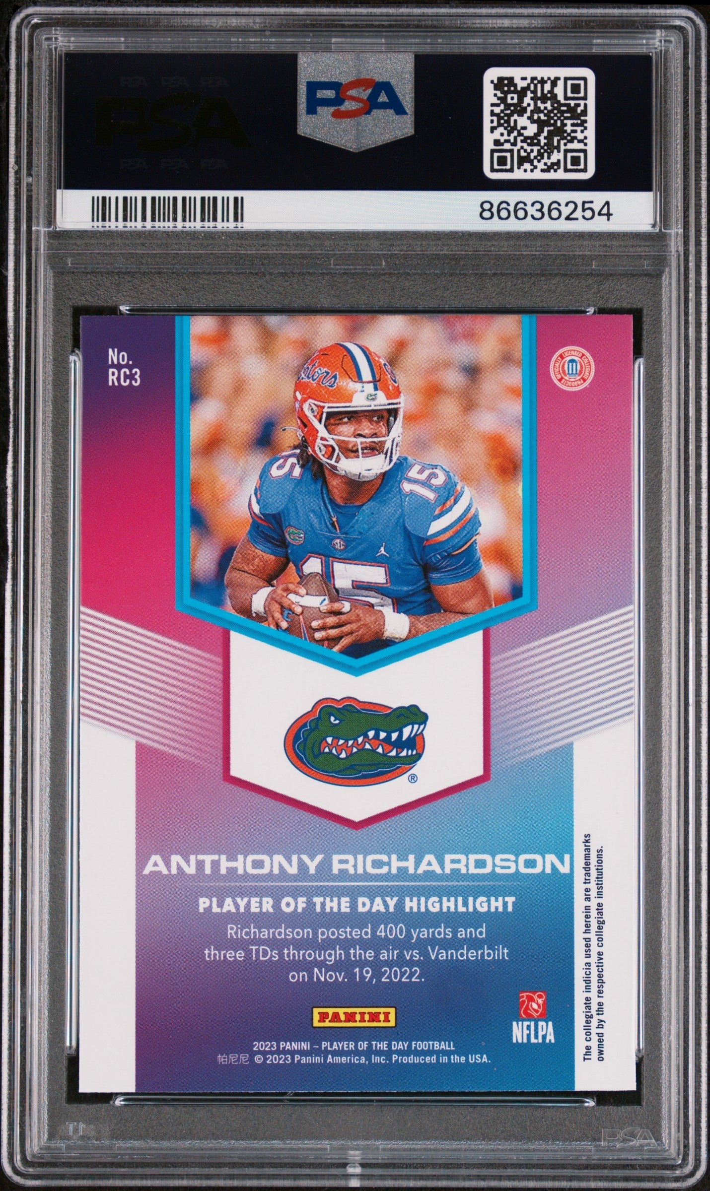 2023 PANINI PLAYER OF THE DAY ROOKIES ANTHONY RICHARDSON ROOKIES #RC3 - PSA 10 2