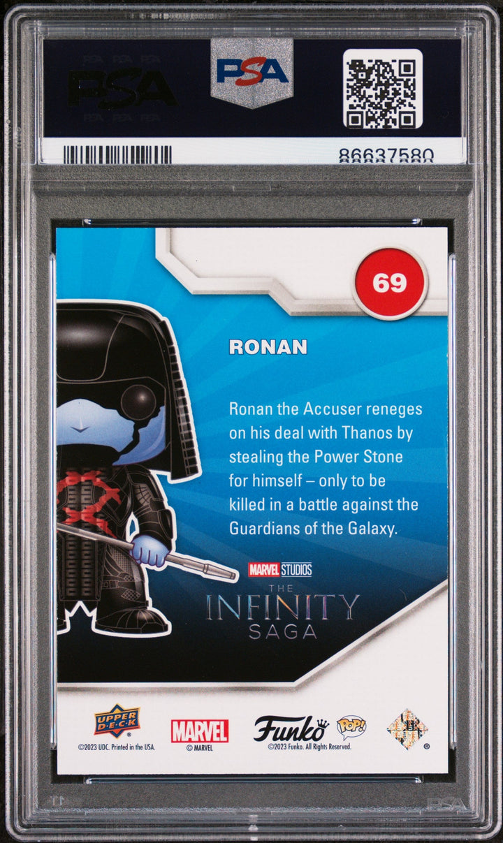 2023 UPPER DECK FUNKO POP MARVEL  RONAN PATINA #69  PSA 10 2