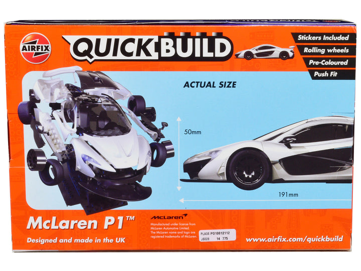 Skill 1 Model Kit McLaren P1 White Snap Together Painted Plastic Model Car Kit by Airfix Quickbuild-1