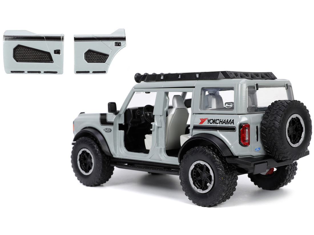 2021 Ford Bronco Gray with Black Stripes with Roof Rack "Own the Night" "Just Trucks" Series 1/24 Diecast Model Car by Jada-3