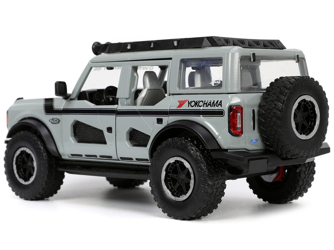 2021 Ford Bronco Gray with Black Stripes with Roof Rack "Own the Night" "Just Trucks" Series 1/24 Diecast Model Car by Jada-4