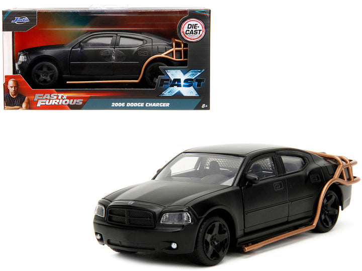 2006 Dodge Charger Matt Black with Outer Cage "Fast & Furious" Series 1/32 Diecast Model Car by Jada-0