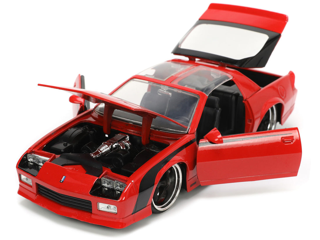 1985 Chevrolet Camaro Red with Black Stripes "Bigtime Muscle" Series 1/24 Diecast Model Car by Jada-1