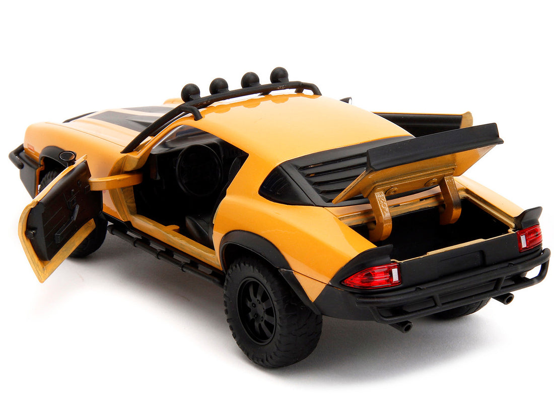 1977 Chevrolet Camaro Off-Road Version "Bumblebee" Yellow Metallic with Black Stripes and Transformers Logo Diecast Statue "Transformers: Rise of the Beasts" (2023) Movie "Hollywood Rides" Series 1/24 Diecast Model Car by Jada-3