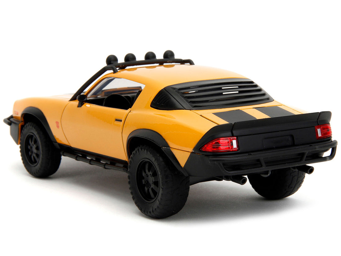 1977 Chevrolet Camaro Off-Road Version "Bumblebee" Yellow Metallic with Black Stripes and Transformers Logo Diecast Statue "Transformers: Rise of the Beasts" (2023) Movie "Hollywood Rides" Series 1/24 Diecast Model Car by Jada-4