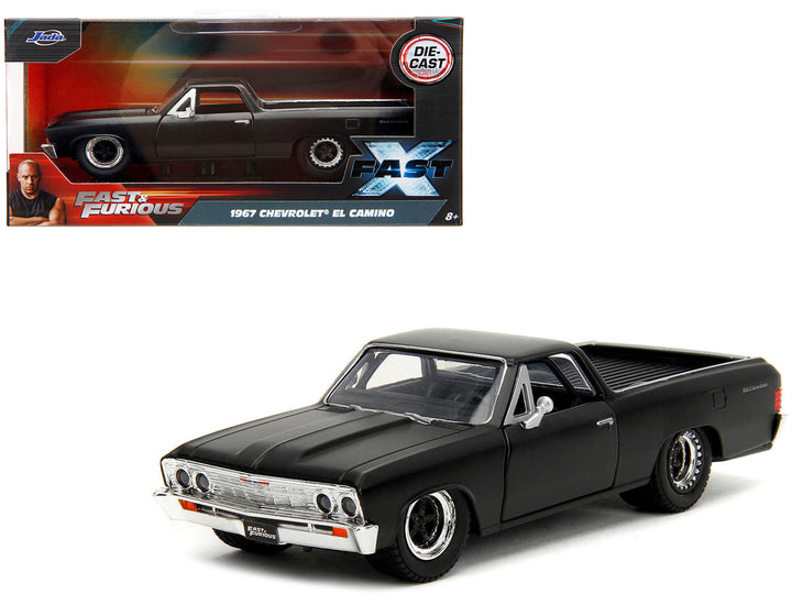 1967 Chevrolet El Camino Matt Black "Fast & Furious" Series 1/32 Diecast Model Car by Jada-0