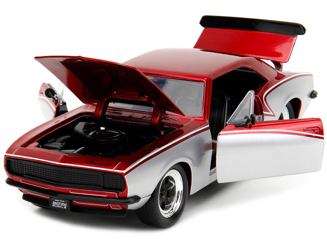 1967 Chevrolet Camaro Candy Red and Silver Metallic "Bigtime Muscle" Series 1/24 Diecast Model Car by Jada-1