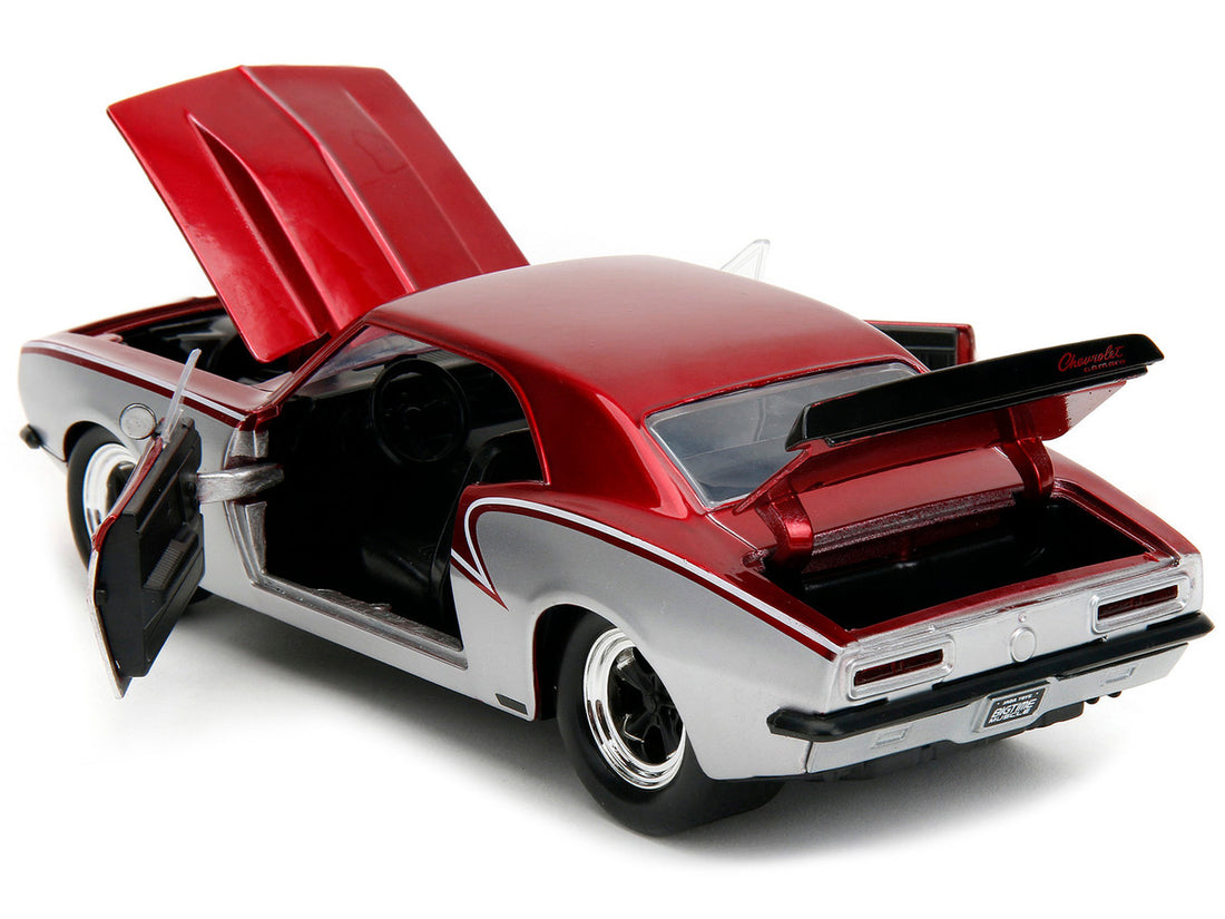 1967 Chevrolet Camaro Candy Red and Silver Metallic "Bigtime Muscle" Series 1/24 Diecast Model Car by Jada-3