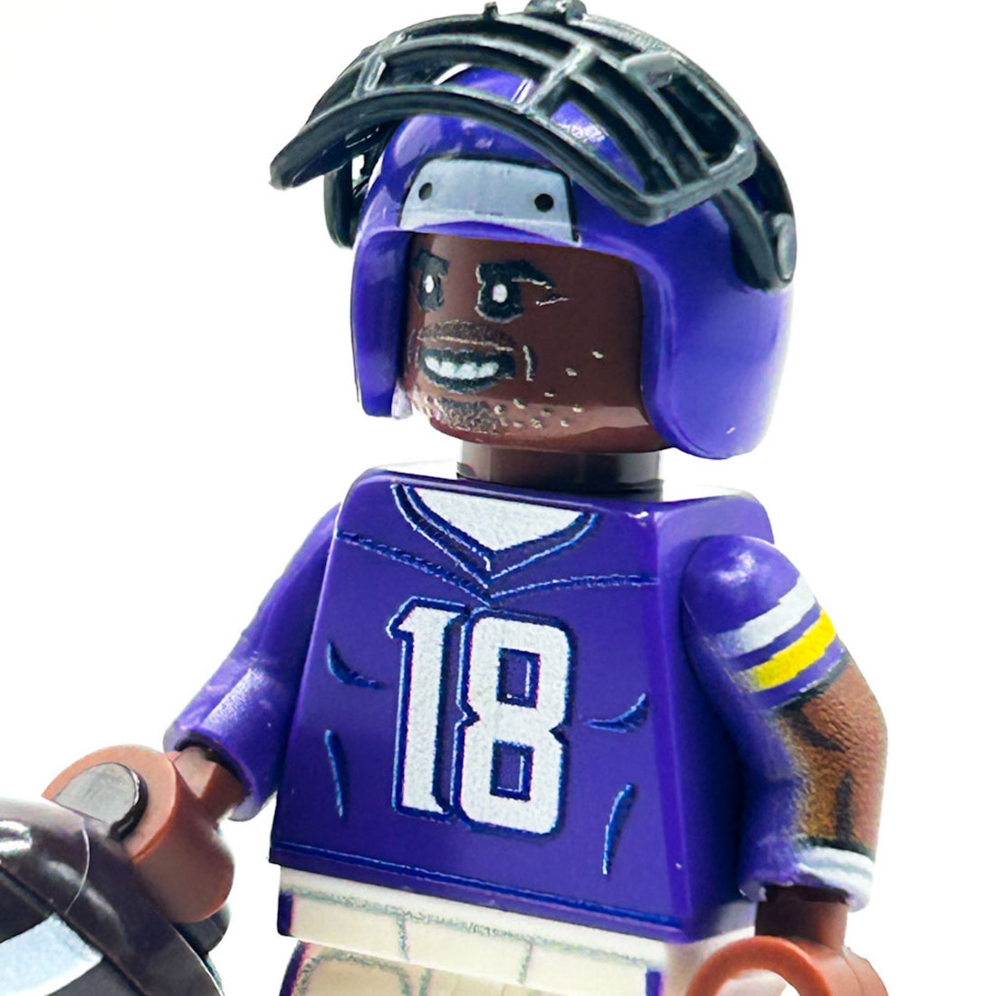 #18 WR Vikings Football Player Minifig made using LEGO parts - B3 Customs 2