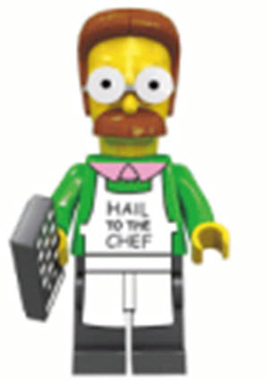 Ned Flanders with Chef Apron Custom Minifig for Lego