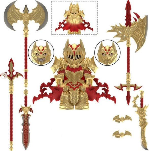 Batman Berserk Anime Minifigure – Gold Armored Demon Slayer Style for Lego