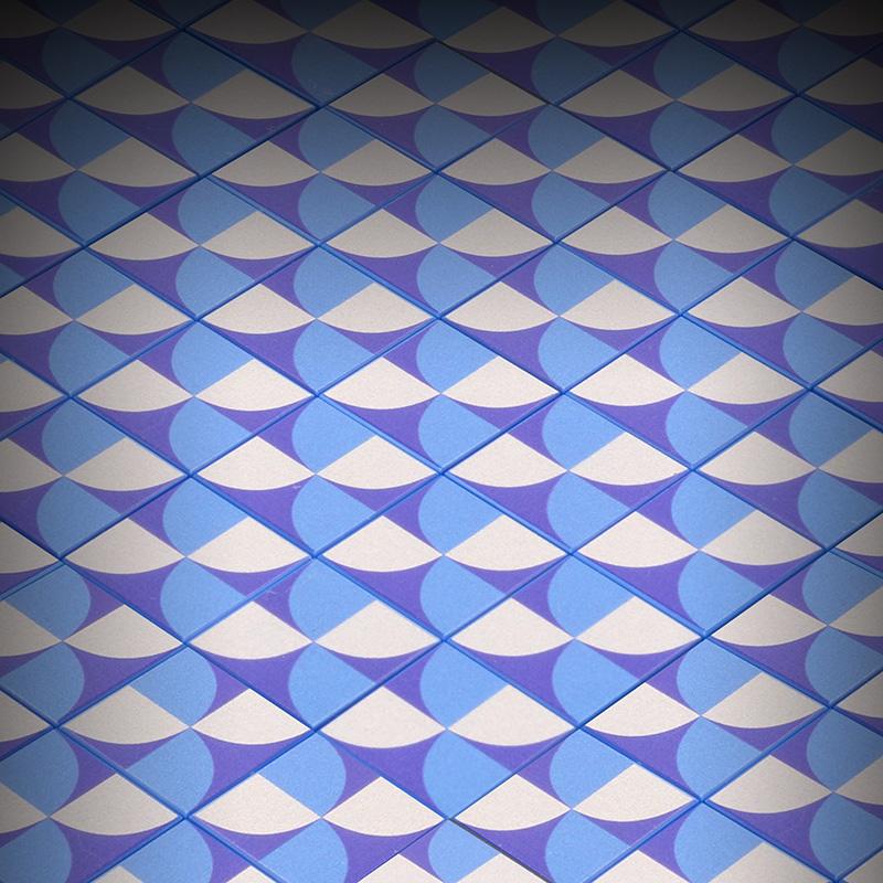 Blue Lightning Scallop Flooring - Custom Printed 2x2 Tile 2