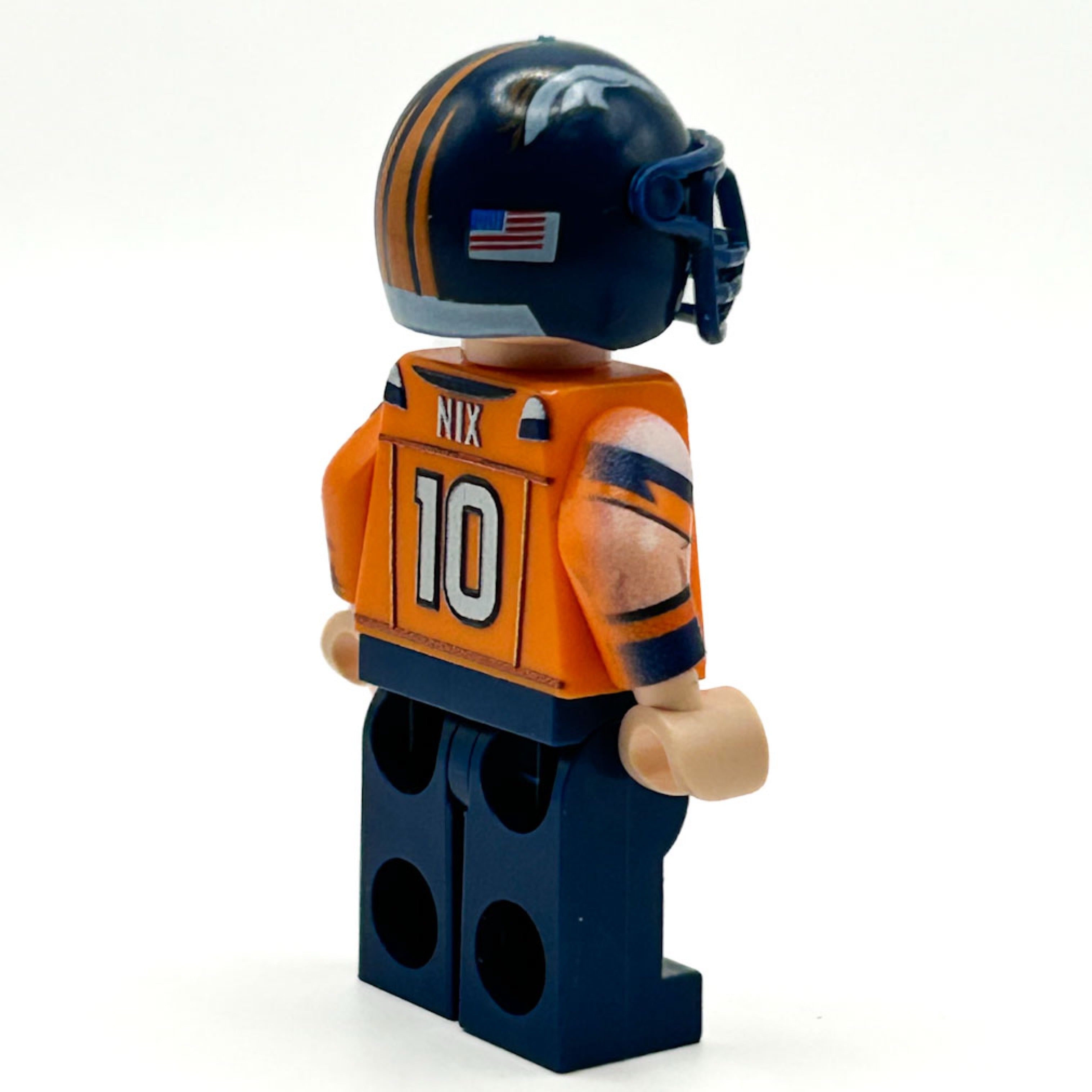 #10 QB Broncos Football Player Minifig made using LEGO parts - B3 Customs 3