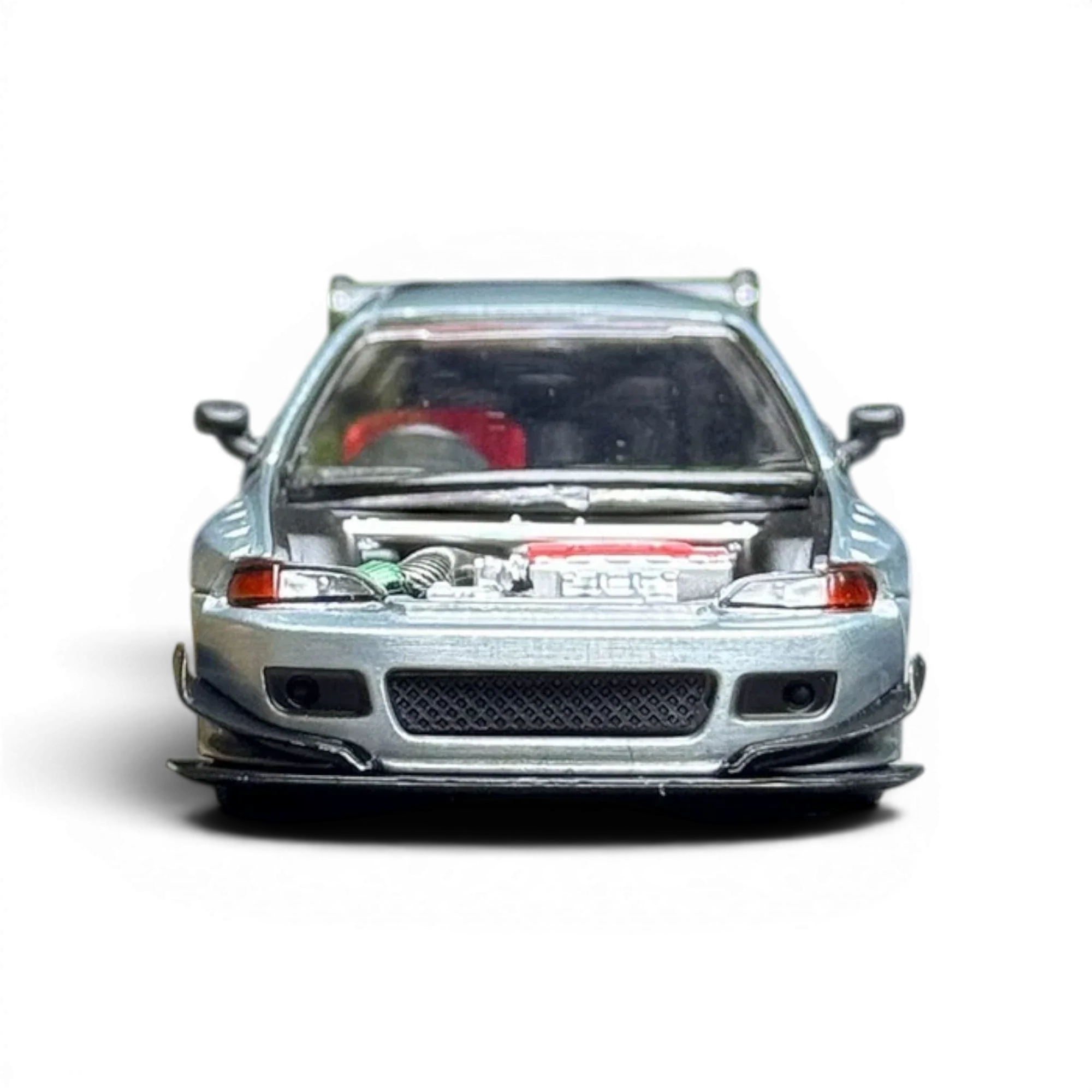 Honda Civic EG6 Raw Metal 1:64 model car rear three-quarter view with spoiler