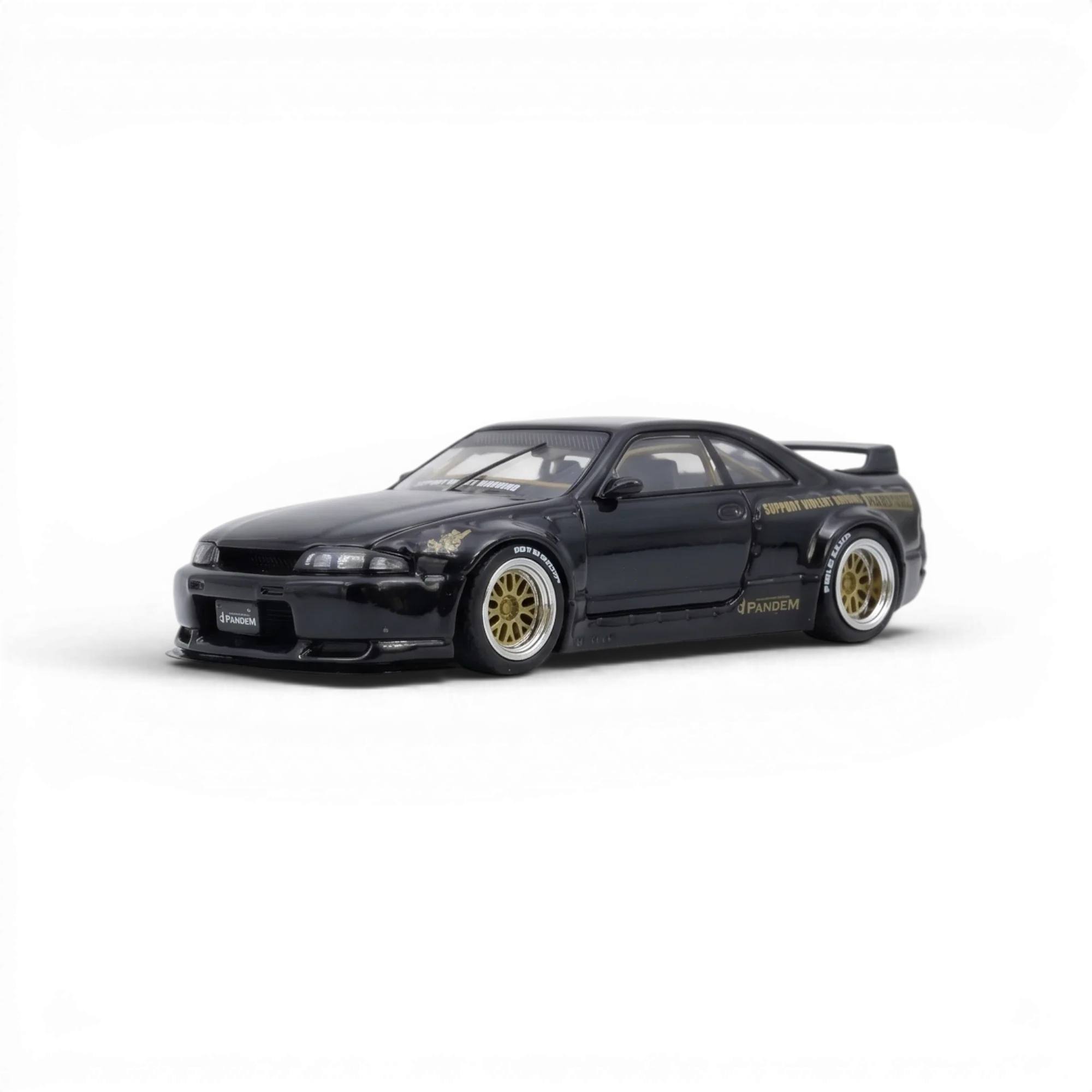 Black Nissan GT-R BCNR33 wide-body diecast model
