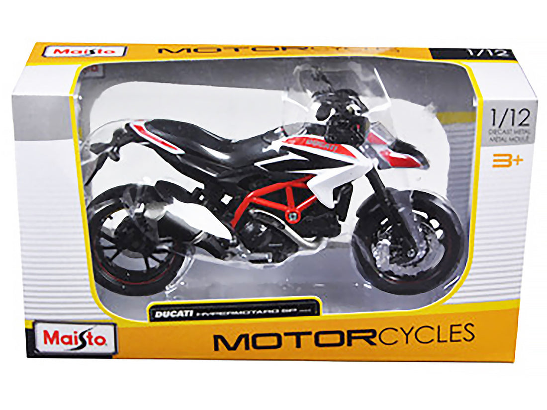 2013 Ducati Hypermotard SP White with Black and Red Stripes 1/12 Diecast Motorcycle Model by Maisto-2