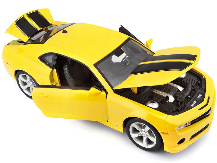 2010 Chevrolet Camaro SS RS Yellow with Black Stripes 1/18 Diecast Model Car by Maisto-0