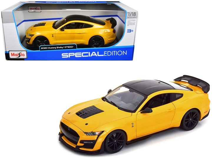 2020 Ford Mustang Shelby GT500 Yellow with Black Top "Special Edition" 1/18 Diecast Model Car by Maisto-0