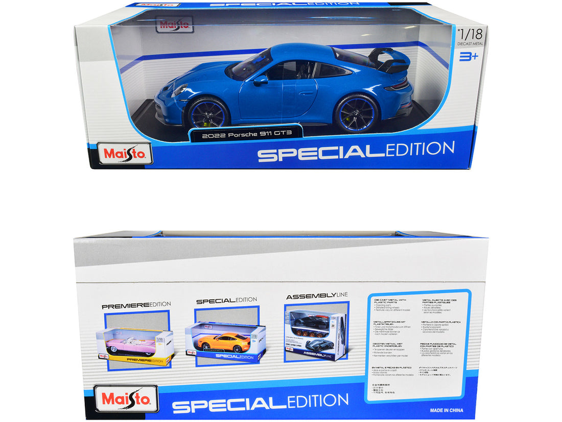 2022 Porsche 911 GT3 Blue "Special Edition" 1/18 Diecast Model Car by Maisto-0