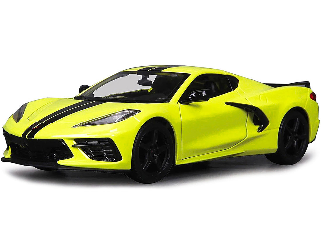 Chevrolet 2020 Corvette Stingray Z51 Coupe Yellow with Black Stripes 1/24 Diecast Model Car by Maisto 3