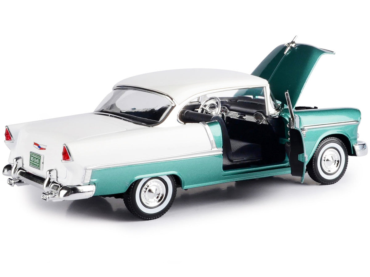 1955 Chevrolet Bel Air Hard Top Green Metallic and White 1/18 Diecast Model Car by Motormax-2