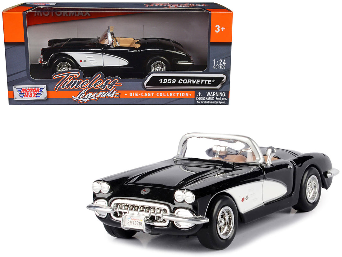 1959 Chevrolet Corvette Black 1/24 Diecast Model Car by Motormax-0