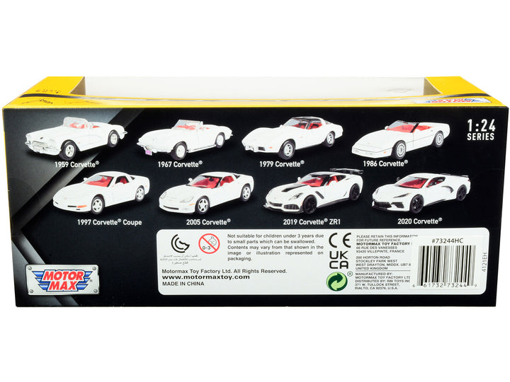 1979 Chevrolet Corvette C3 White with Black Top and Red Interior "History of Corvette" Series 1/24 Diecast Model Car by Motormax-1