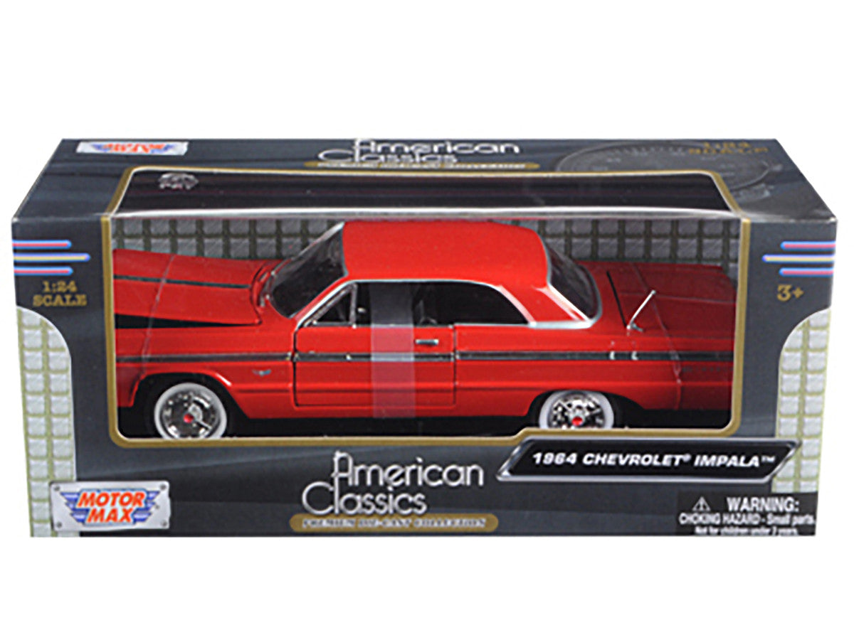 1964 Chevrolet Impala Red 1/24 Diecast Model Car by Motormax-2