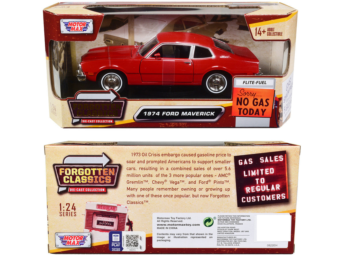 Ford Maverick 1974 Red "Forgotten Classics" Series 1/24 Diecast Model Car by Motormax 3