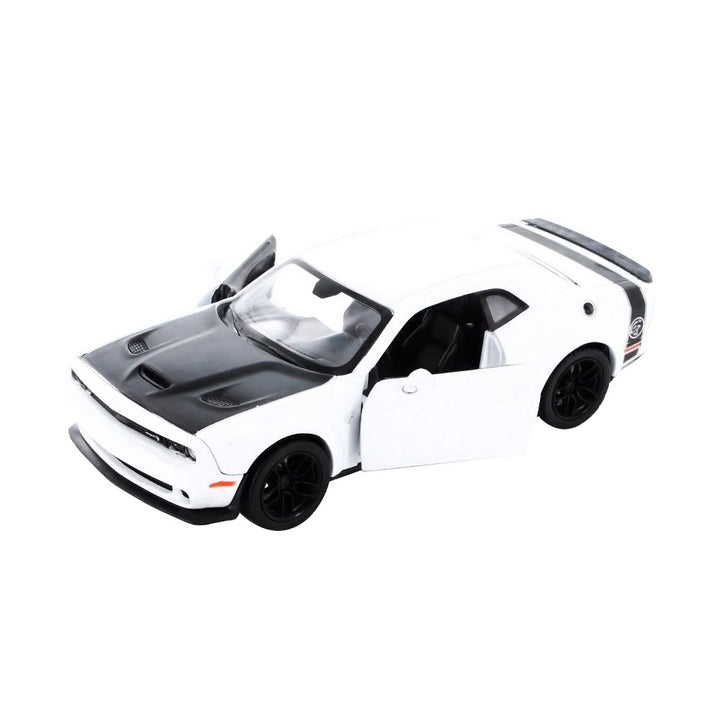 2018 Dodge Challenger SRT Hellcat Widebody White with Black Hood 1/24 Diecast Model Car by Motormax-0