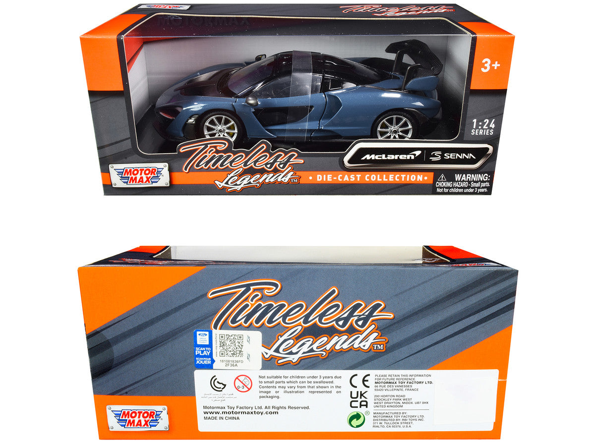 McLaren Senna Gray Metallic and Black "Timeless Legends" 1/24 Diecast Model Car by Motormax-2