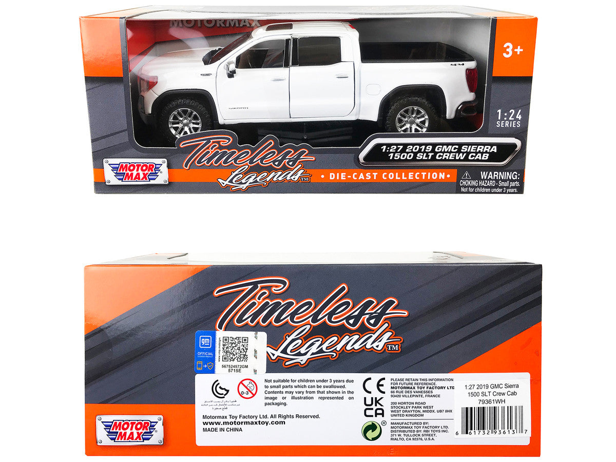 2019 GMC Sierra 1500 SLT Crew Cab 4x4 Pickup Truck with Sunroof White "Timeless Legends" Series 1/24-1/27 Diecast Model Car by Motormax-2