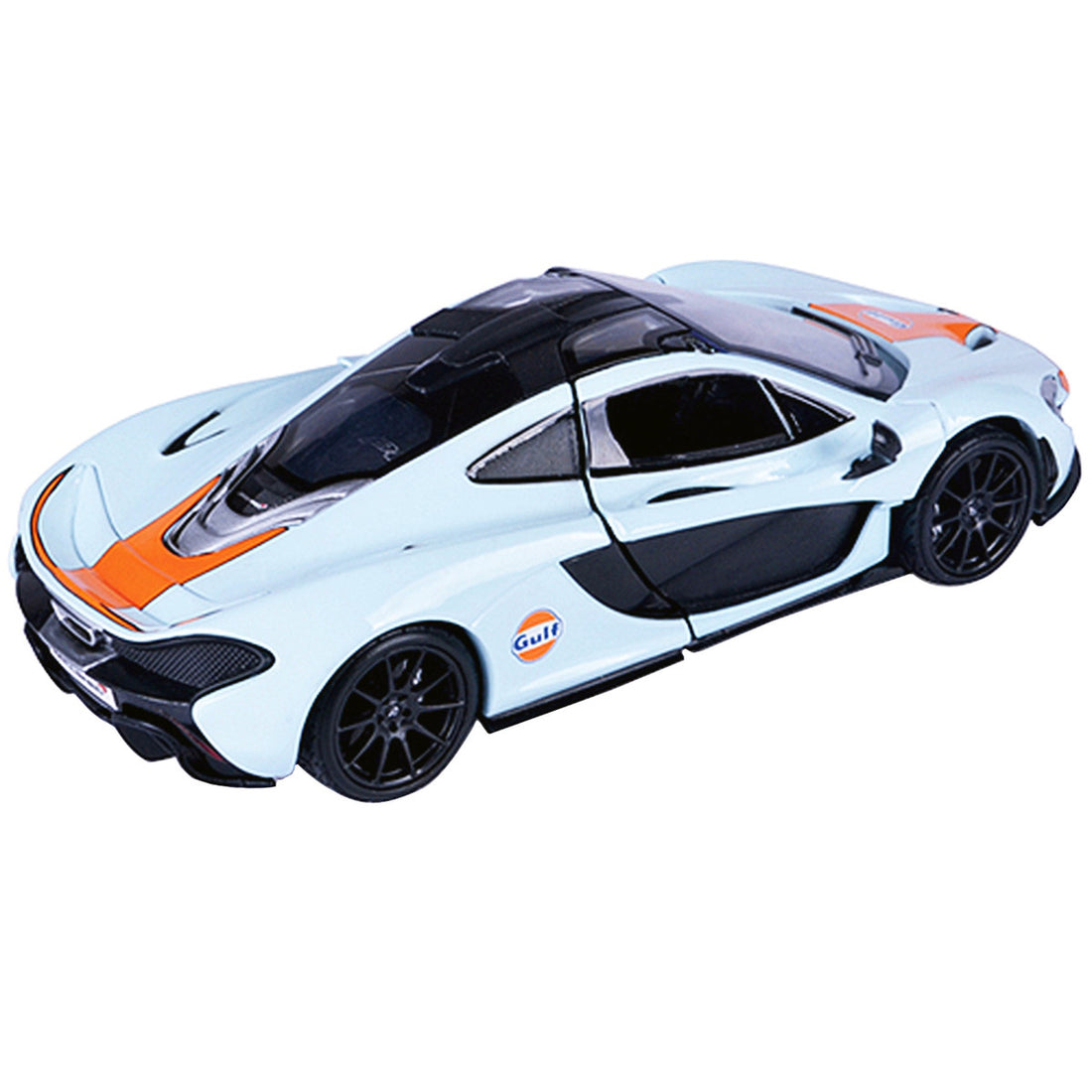 McLaren P1 with "Gulf Oil" Livery Light Blue with Orange Stripe 1/24 Diecast Model Car by Motormax-1