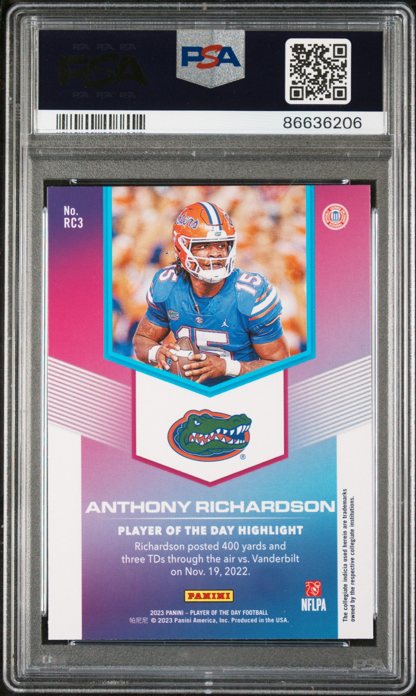 2023 PANINI PLAYER OF THE DAY ROOKIES ANTHONY RICHARDSON ROOKIES #RC3 - PSA 9 ROOKIE CARD 2
