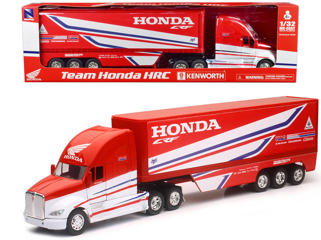 Kenworth Semi-Truck Red and White "Team Honda HRC" 1/32 Diecast Model by New Ray-0