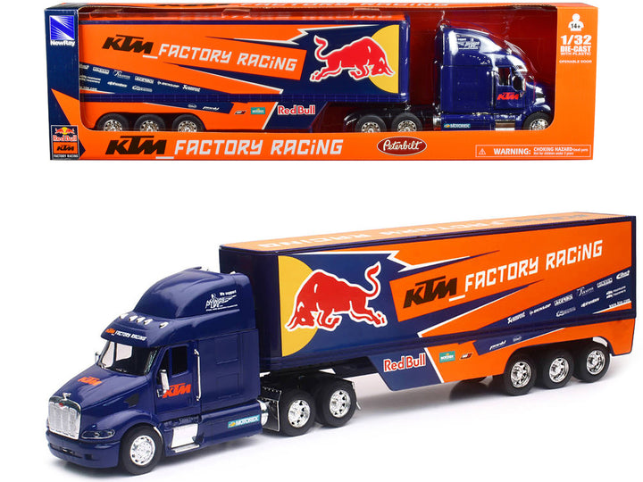 Peterbilt 387 Truck Dark Blue "Red Bull - KTM Factory Racing" 1/32 Diecast Model by New Ray-0