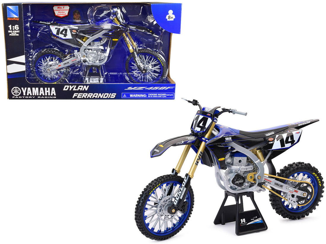 Yamaha YZ450F Motorcycle #14 Dylan Ferrandis "Yamaha Factory Racing" 1/6 Diecast Model by New Ray-0