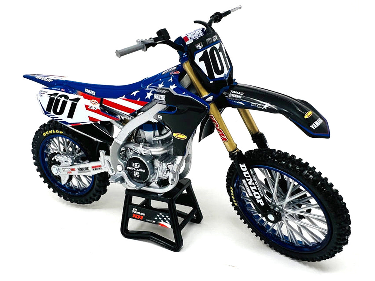 Yamaha YZ450F Dirt Bike Motorcycle #101 Eli Tomac American Flag Livery "Motocross of Nations" 1/12 Model by New Ray-0