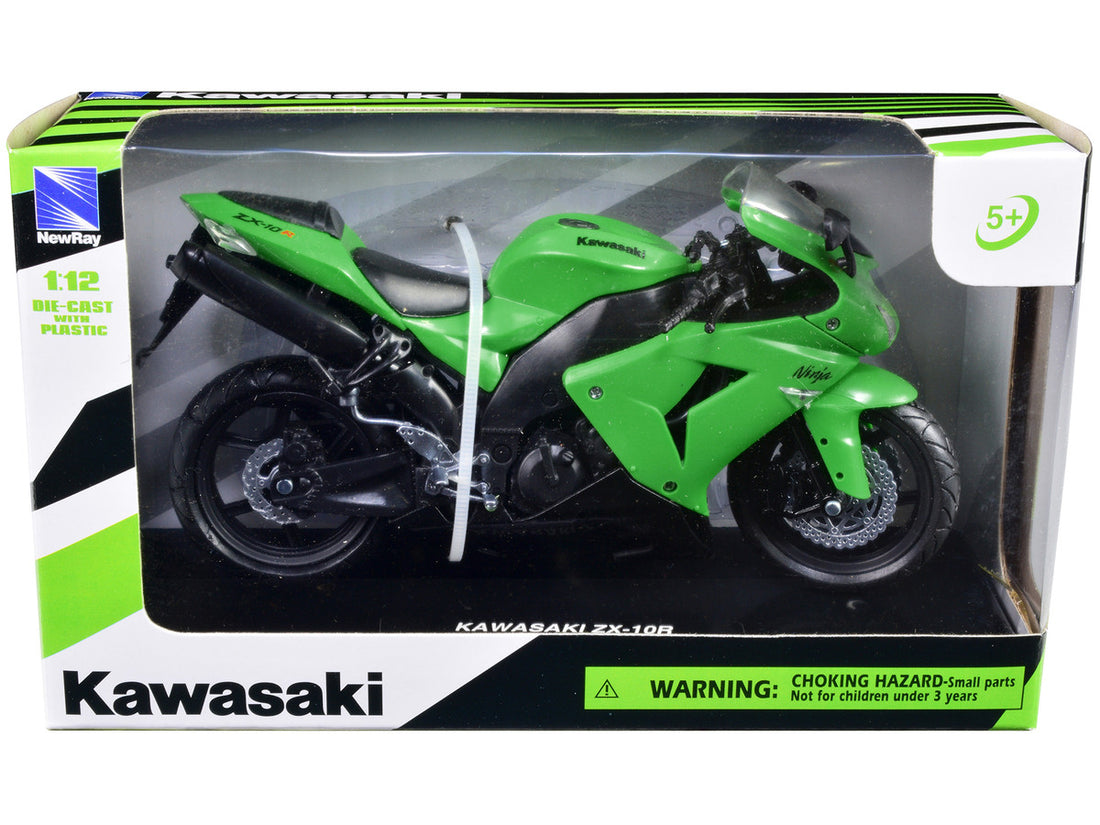 Kawasaki ZX-10R Ninja Motorcycle Green 1/12 Diecast Model by New Ray-0