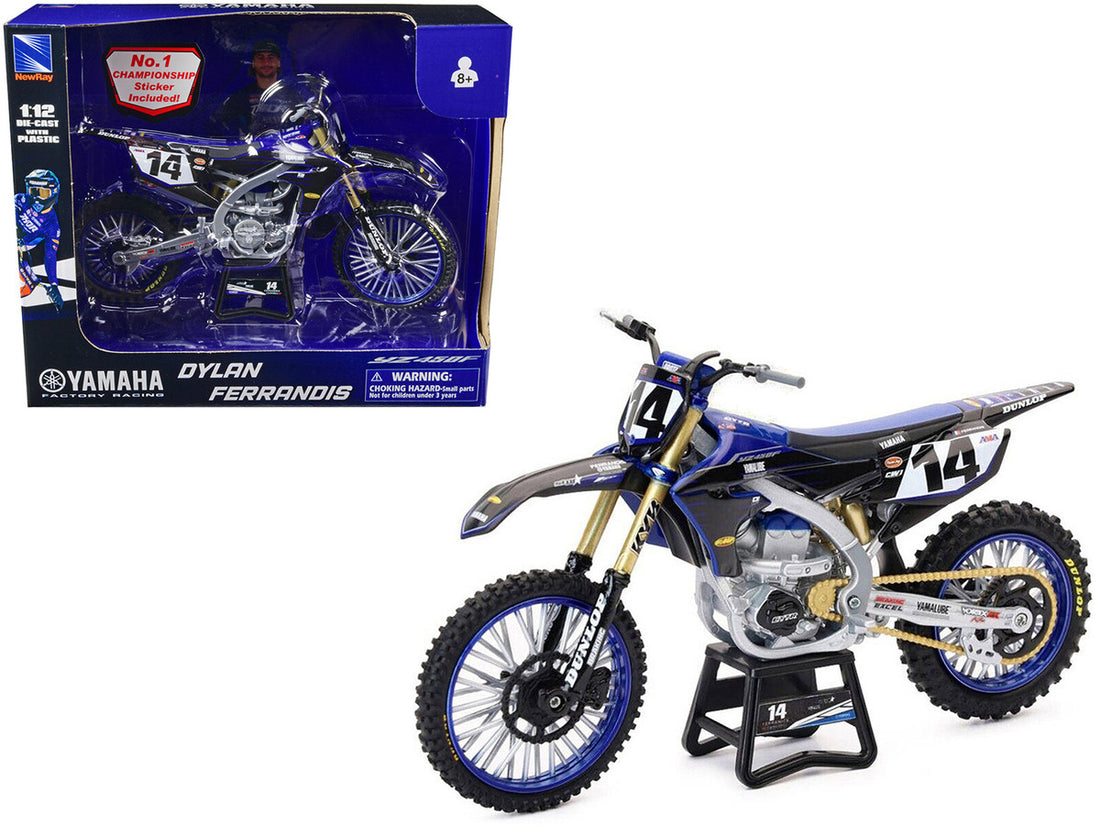 Yamaha YZ450F Championship Edition Motorcycle #14 Dylan Ferrandis "Yamaha Factory Racing" 1/12 Diecast Model by New Ray-0